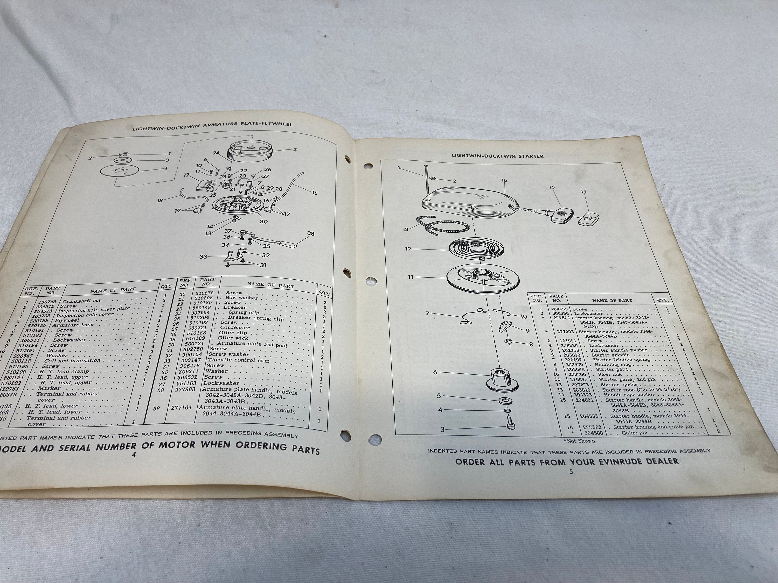 Vintage Original 1962 Evinrude Parts Catalog 3 HP Lightwin Boat Motor