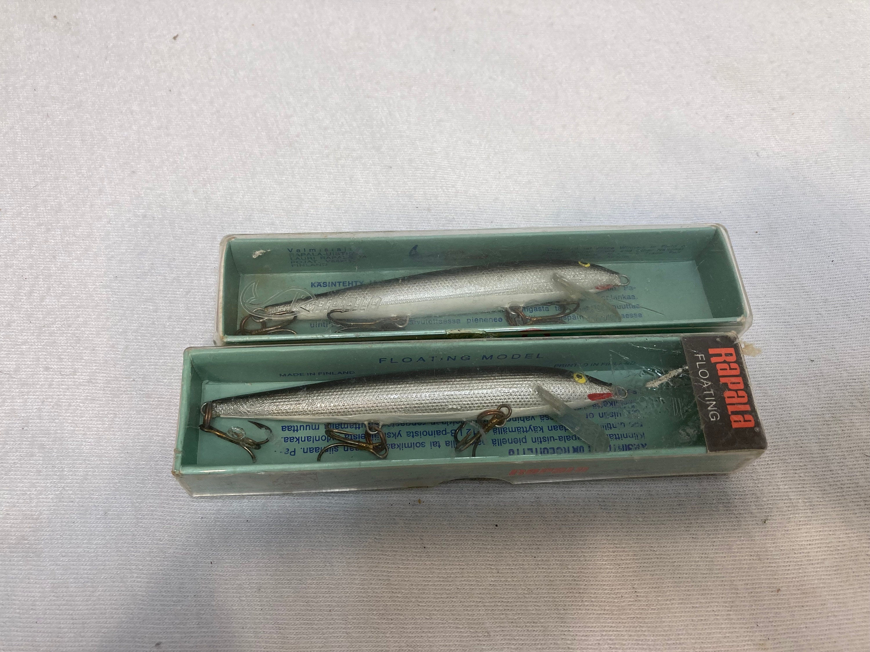 2 New Vintage Rapala Kelluva Floating Fishing Lures 13 S Hopea Silver 5 1/4  in Boxes 