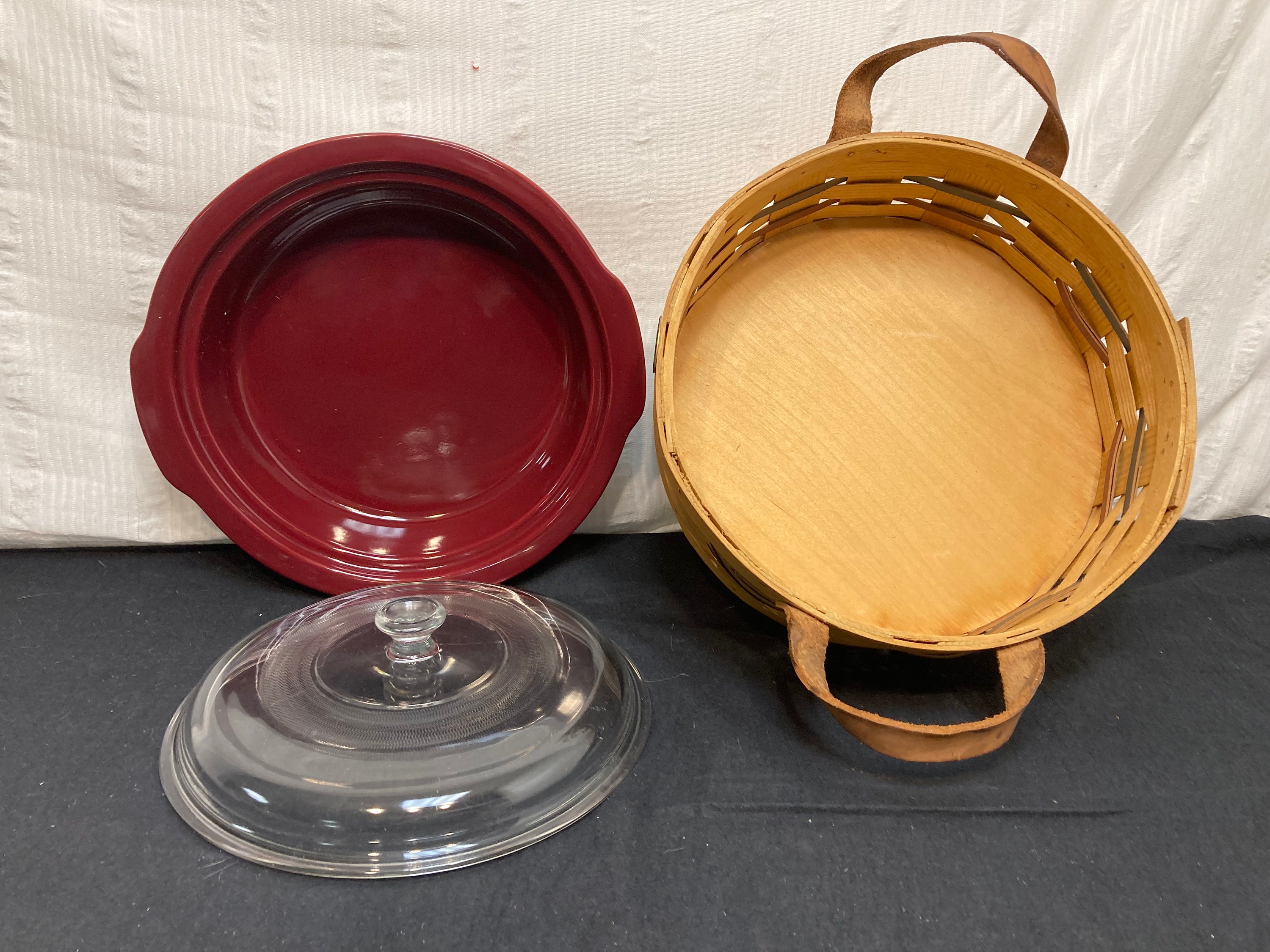 Peterboro Basket Co. Stoneware Casserole Dish W/ Leather Etsy