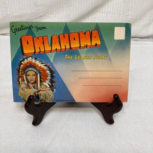 Vintage ongebruikte postkaart souvenir van Oklahoma 18 View Card Folder