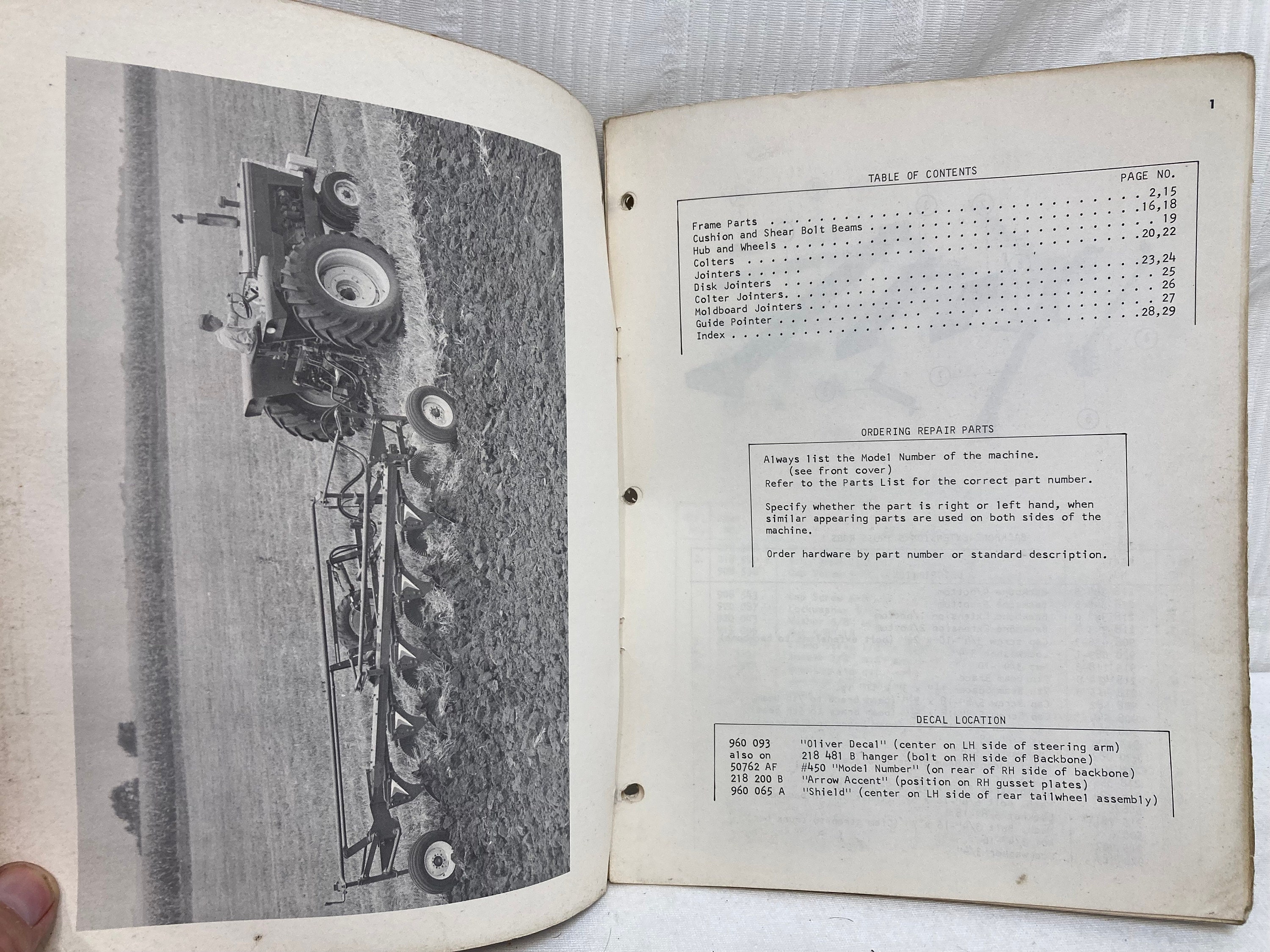 Genuine Feb 1965 Oliver Parts Catalog 450 Pull Type Plow 48 Bottoms Etsy