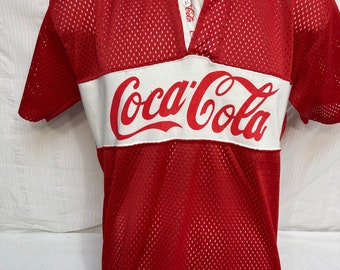 RARE Vintage Unisex MESH Coca Cola Red/White Polo Shirt Large