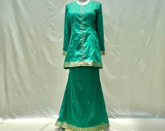 Emerald Green Baju Kurung Modern Kain 