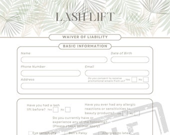 Exención de responsabilidad por levantamiento de pestañas imprimible