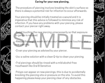 Formulario imprimible de cuidados posteriores a la perforación