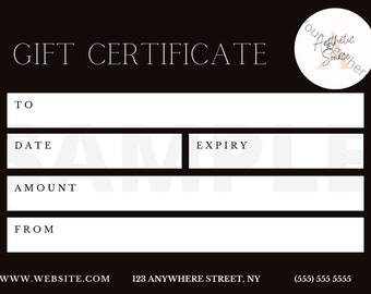 Plantilla de certificado de regalo editable: clásico en blanco y negro