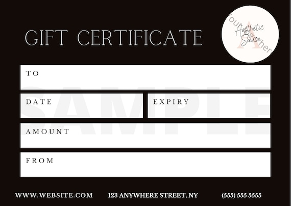 Editable Gift Certificate Template Classic Black and White | Etsy