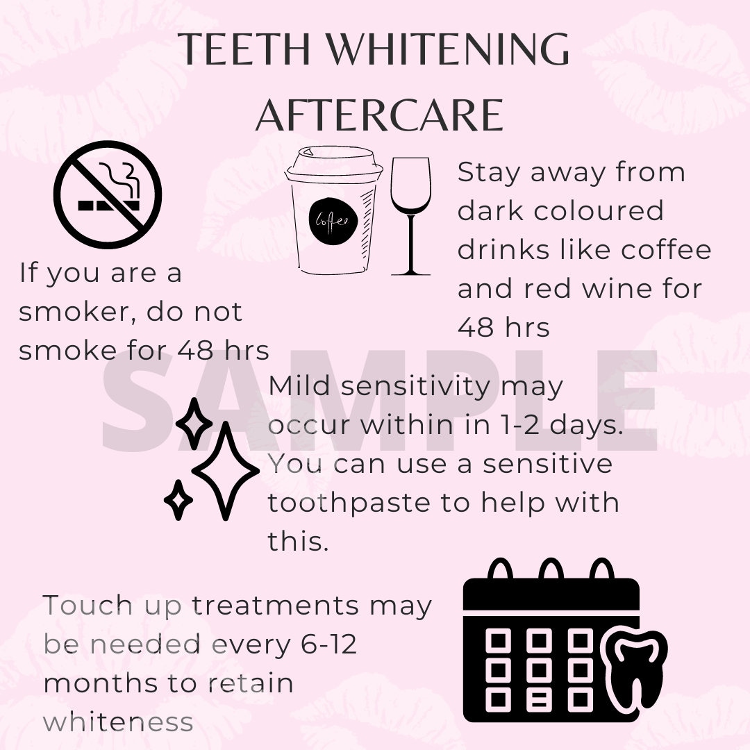 Teeth Whitening Aftercare Card Digital Download Etsy
