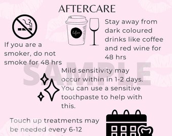 Tarjeta de cuidado posterior de blanqueamiento dental - Descarga digital