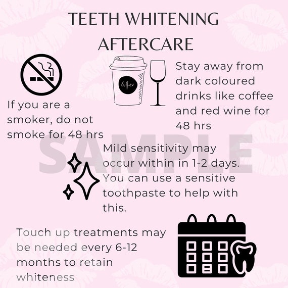 Teeth Whitening Aftercare Card Digital Download Etsy