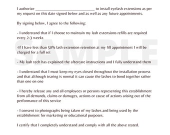 Paquete de pestañas imprimible - Sencillo - Exención de responsabilidad y cuidados posteriores