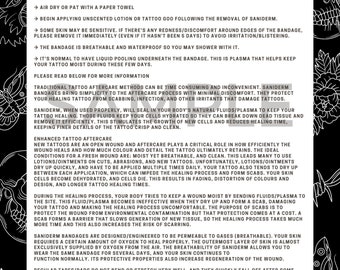 Hoja imprimible de cuidados posteriores a tatuajes con Saniderm/Tegderm