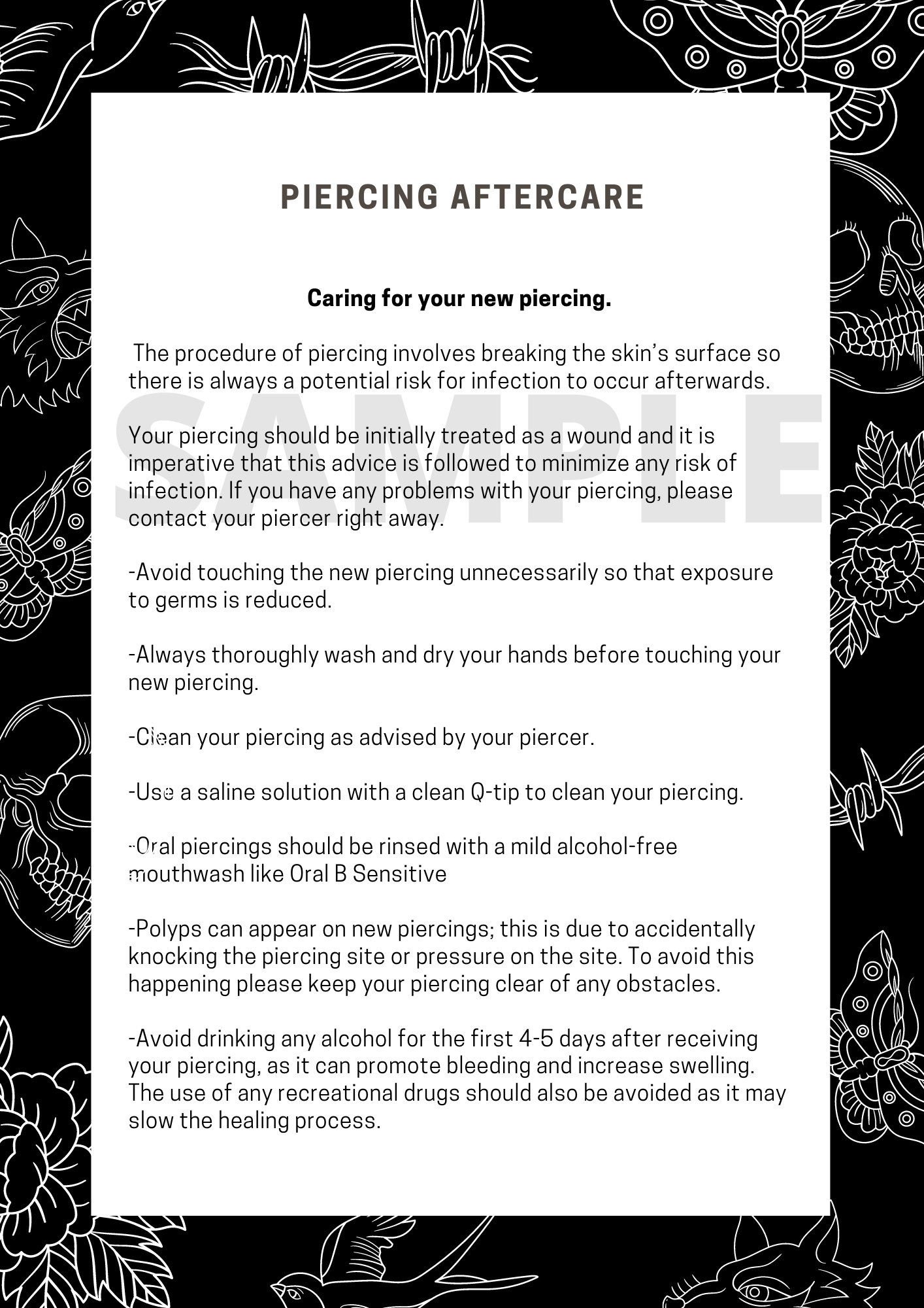 Printable Piercing Aftercare Form ubicaciondepersonas.cdmx.gob.mx