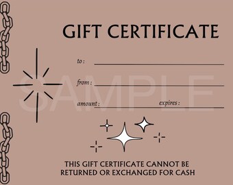 Certificado de regalo genérico imprimible - Estilo tatuaje piercing