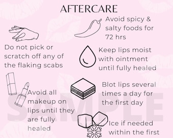 Cuidados posteriores del tatuaje de rubor en los labios - PMU Imprimible