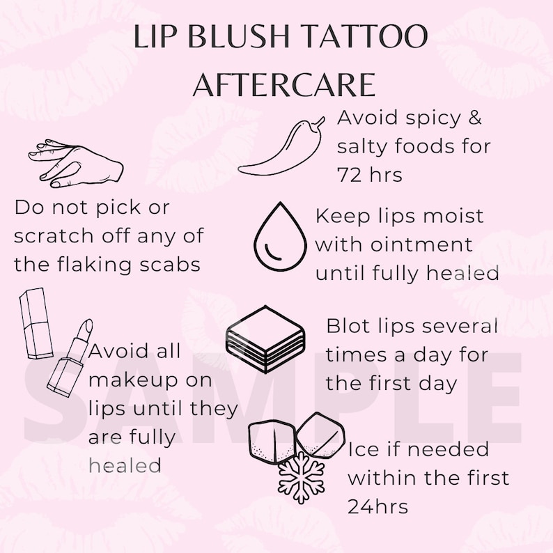 Lip Blush Tattoo Aftercare PMU Printable Etsy