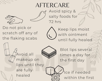 Lip Blush PMU Aftercare Card - Descarga digital imprimible