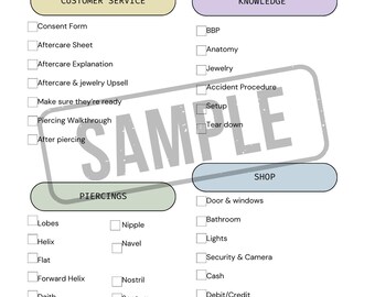 Paquete de lista de verificación imprimible para aprendices de perforación