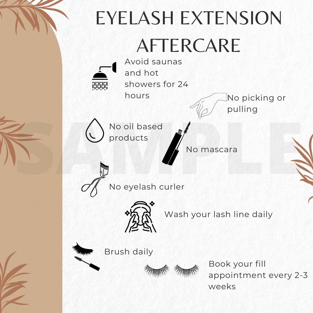 Printable Eyelash Extensions Aftercare Card - Etsy