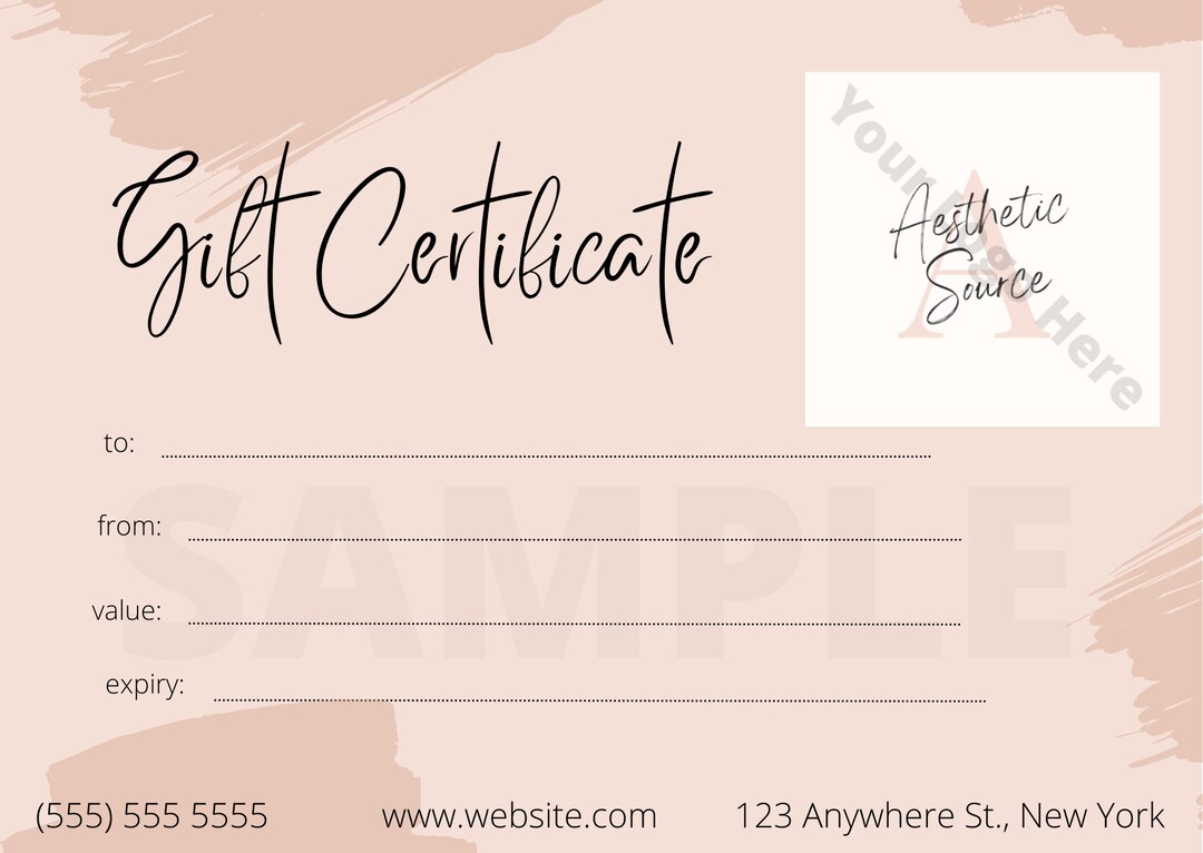 Editable Gift Certificate Template - Blush Colour - Etsy