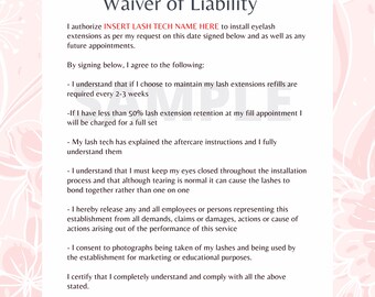 Plantilla editable del paquete de formularios de extensiones de pestañas: exención y cuidado posterior