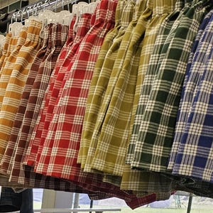 Shorts Palaka de talle alto para mujer / 100% algodón, estampado hawaiano a cuadros.