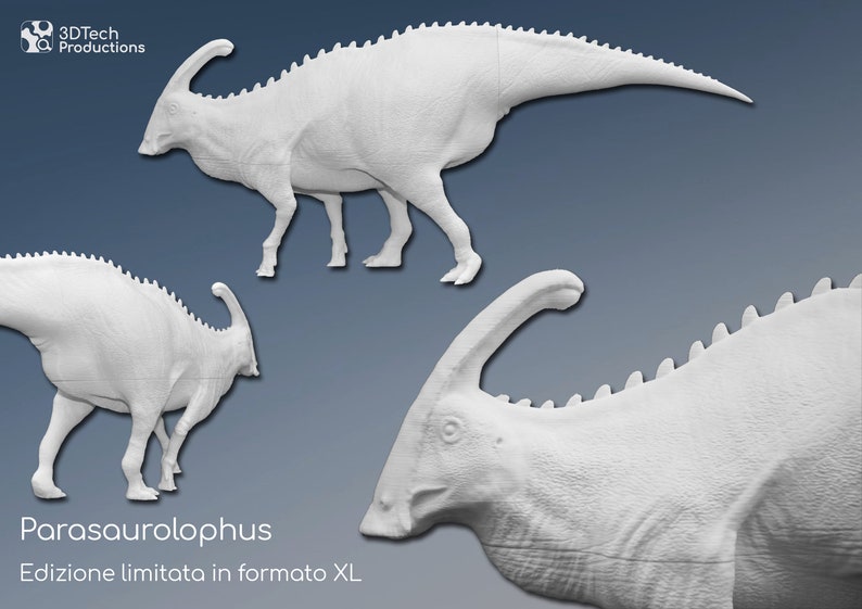 Parasaurolophus walkeri, dinosaur model, paleoartistic reconstruction, scientifically accurate model, 3d figures printed, miniature image 3