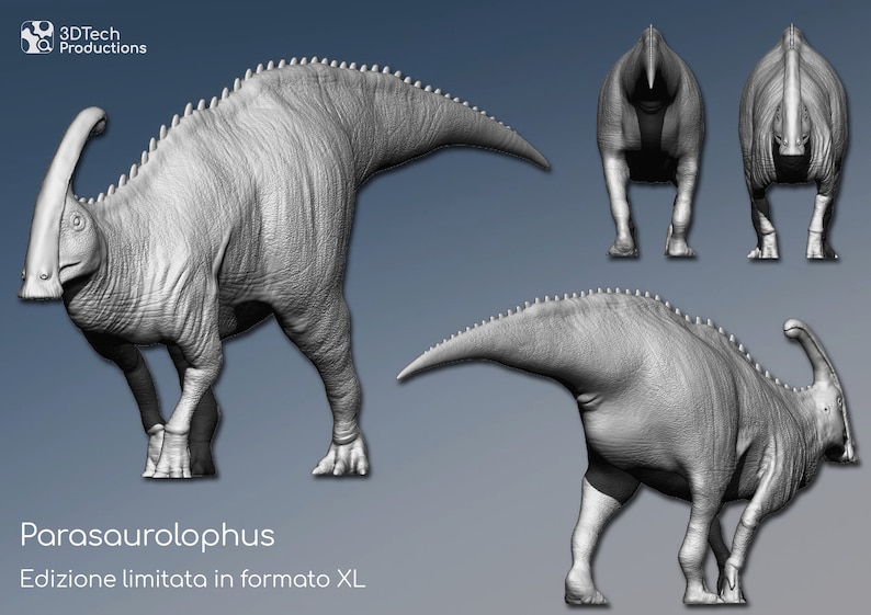 Parasaurolophus walkeri, dinosaur model, paleoartistic reconstruction, scientifically accurate model, 3d figures printed, miniature image 5