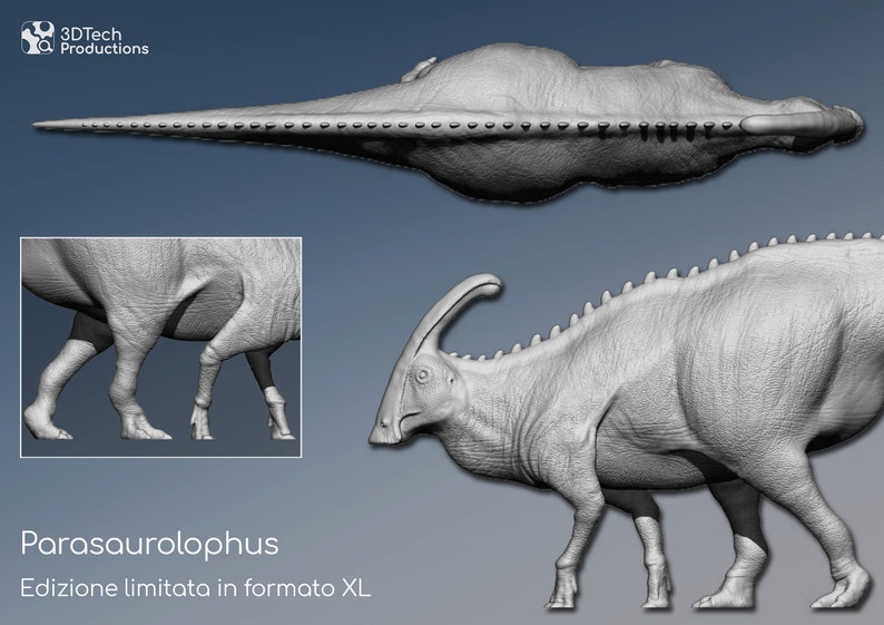 Parasaurolophus walkeri, dinosaur model, paleoartistic reconstruction, scientifically accurate model, 3d figures printed, miniature image 6