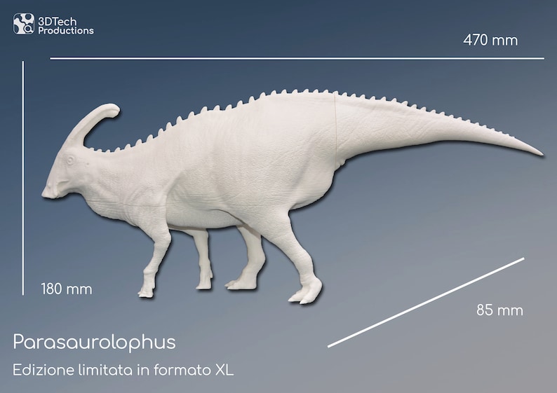 Parasaurolophus walkeri, dinosaur model, paleoartistic reconstruction, scientifically accurate model, 3d figures printed, miniature image 4