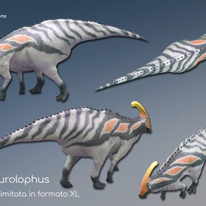 Parasaurolophus walkeri, dinosaur model, paleoartistic reconstruction, scientifically accurate model, 3d figures printed, miniature image 1