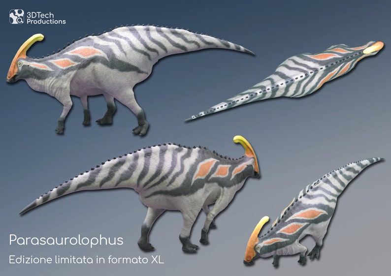 Parasaurolophus walkeri, dinosaur model, paleoartistic reconstruction, scientifically accurate model, 3d figures printed, miniature image 1