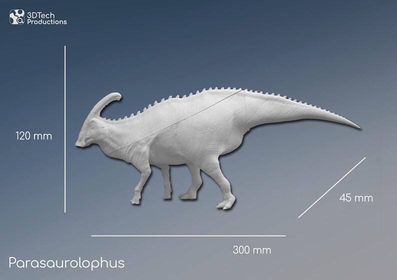 Parasaurolophus walkeri, dinosaur model, paleoartistic reconstruction, scientifically accurate model, 3d figures printed, miniature image 2
