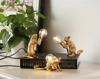 Design mouse lamp as a table light night light or living room light living room decoration in gold mouse lamp