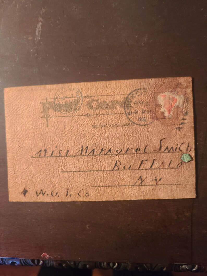 Leather Postcard 1906 belief Me Etsy