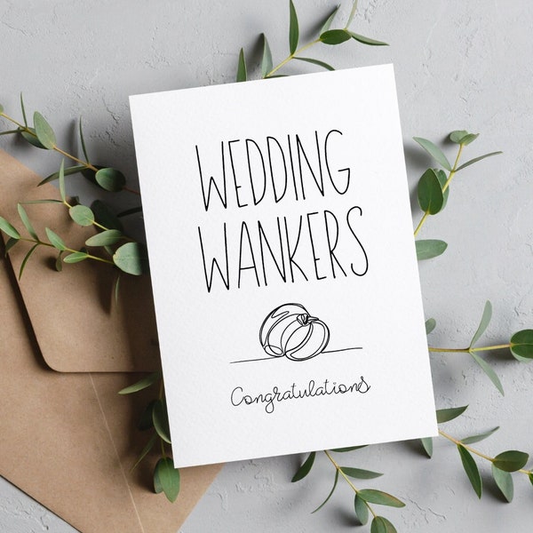Tarjeta de boda Wankers, tarjeta de boda divertida, tarjeta de boda grosera, 5X7, mensaje personalizado