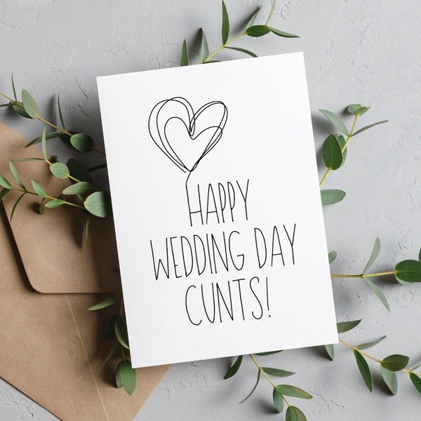 Funny Wedding Card, Rude Wedding Card, 5x7, Personalised Message