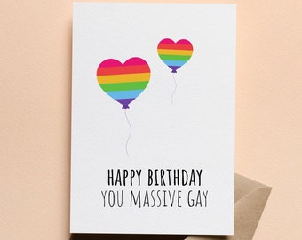 Gay Birthday Card, Gay Pride Card, Gay Rainbow, Greeting Card, Funny Birthday Card