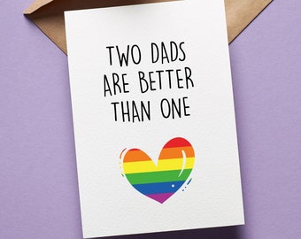 Two Dads Fathers Day Card, Gay Fathers Day Card, Same Sex Parents, 5X7, Personalised Message