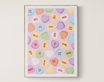 Love Hearts | Gay Pride Print | Decor | Pride | LGBTQIA | LGBT | Art | Gay Art | Pride Poster | Pride Rainbow