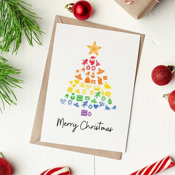 Gay Christmas Card | Pride | Pride Rainbow | LGBTQIA | LGBT Card | Card Sets | 1, 4, 8 or 12 Packs