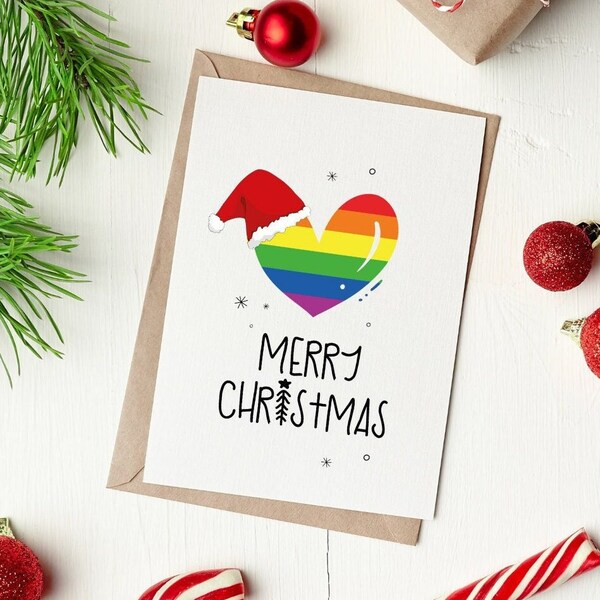 LGBTQ+ kerstkaart, queer kerstkaart, gay card, gay kerstkaart, set kaarten, 1, 4, 8 of 12 kaarten