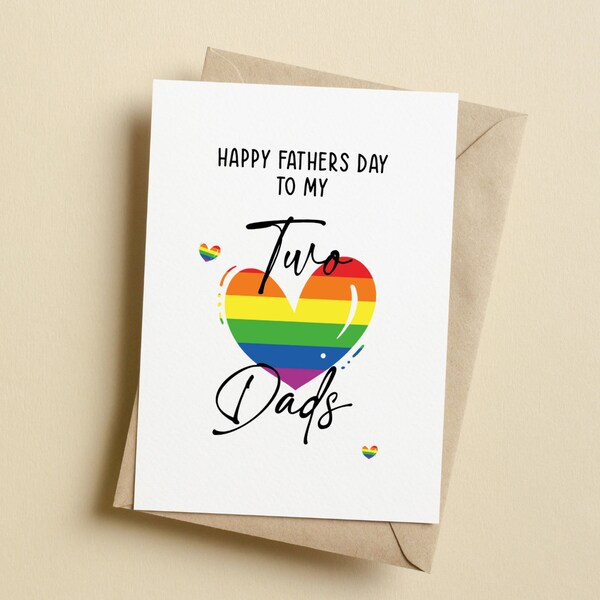 Two Dads Fathers Day Card, Gay Fathers Day Card, 5X7, Personalised Message