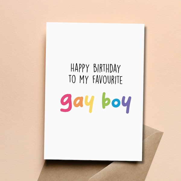 Joyeux anniversaire garçon gay, carte d'anniversaire gay. Carte queer, carte d'anniversaire drôle, carte LGBT, carte de voeux gay
