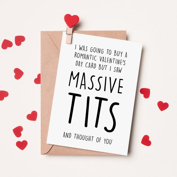 Funny Valentines Day Card, Rude Valentines Day Card, Tits Card, Personalised Card