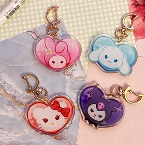 Cute KittyCat Friends 2&quot; Double Sided Acrylic Keychain | Kitty, Kuro, Cinna, Melo || Gift for her, Kawaii Aesthetic, Adorable Trendy Merch