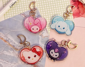 Cute KittyCat Friends 2" Double Sided Acrylic Keychain | Kitty, Kuro, Cinna, Melo || Gift for her, Kawaii Aesthetic, Adorable Trendy Merch