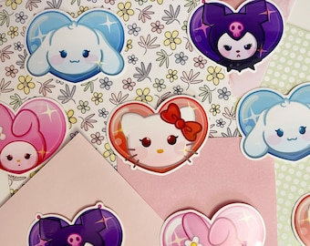 Cute KittyCat Friends STICKERS | 2.5" x 2" GLOSSY WEATHERPROOF Vinyl Sticker || Kitty, Kuro, Cinna, Melo