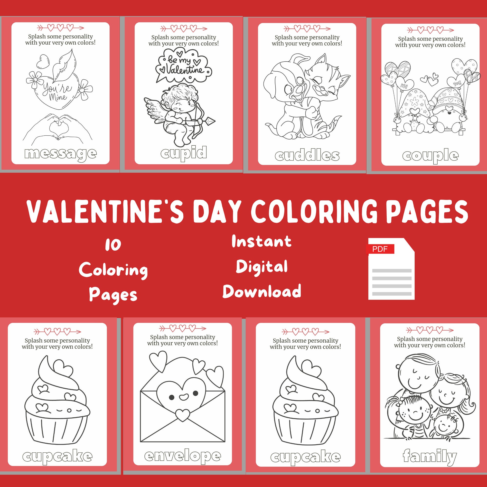 Valentine Coloring Valentine Printable Printable Coloring Color Sheet Coloring Pages Digital