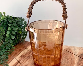 Beautiful Vintage Pink Depression Glass Ice Bucket